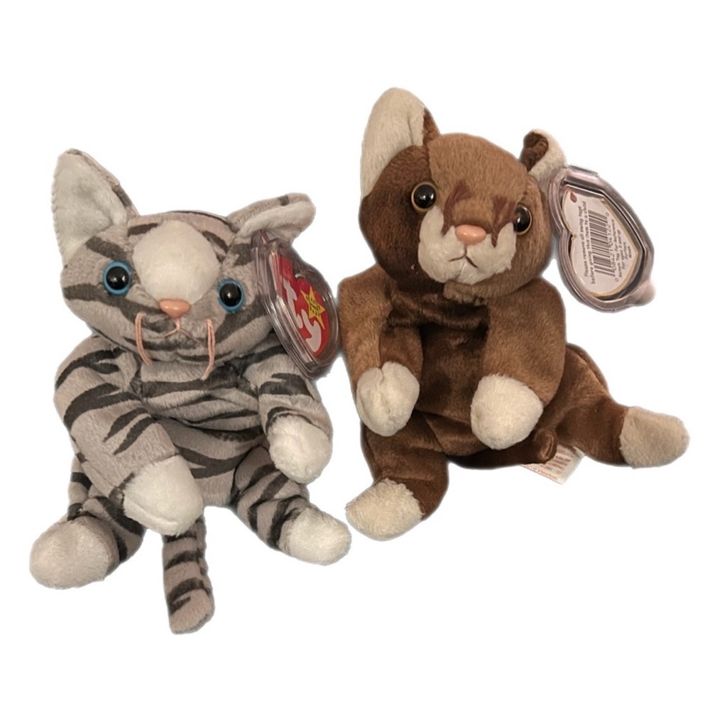 π«SOLDπ« Vintage Ty Beanie Babies Retired 1997 Pounce & Prance Cats - Picture 1 of 6